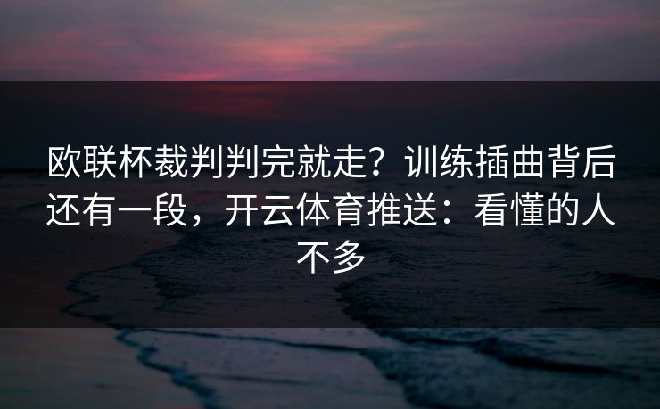 欧联杯裁判判完就走？训练插曲背后还有一段，开云体育推送：看懂的人不多