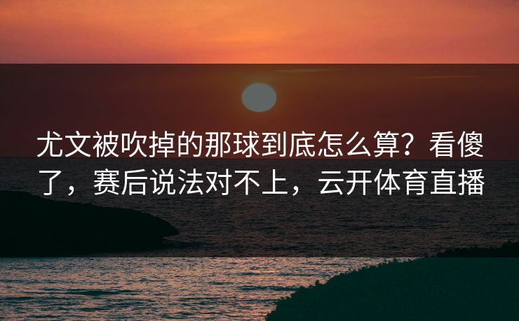 尤文被吹掉的那球到底怎么算？看傻了，赛后说法对不上，云开体育直播