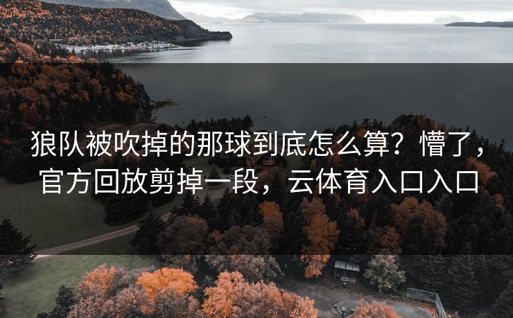狼队被吹掉的那球到底怎么算？懵了，官方回放剪掉一段，云体育入口入口