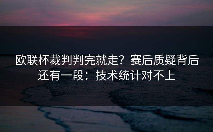 欧联杯裁判判完就走？赛后质疑背后还有一段：技术统计对不上
