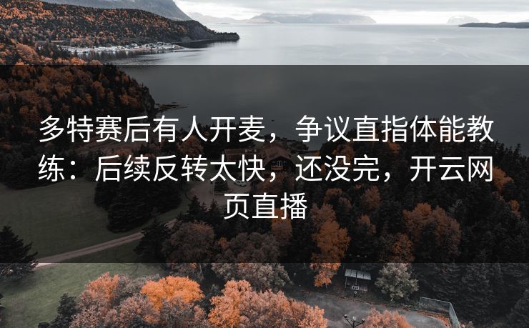 多特赛后有人开麦,争议直指体能教练:后续反转太快,还没完,开云网页直播