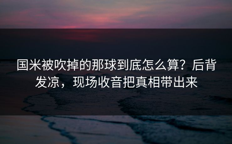 国米被吹掉的那球到底怎么算？后背发凉，现场收音把真相带出来
