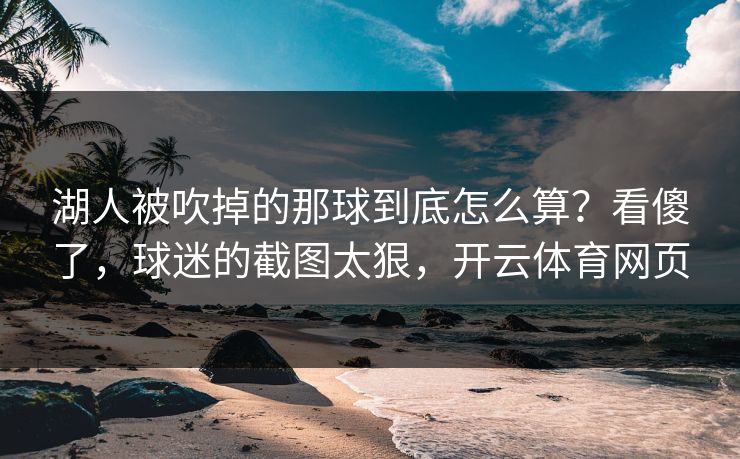 湖人被吹掉的那球到底怎么算？看傻了，球迷的截图太狠，开云体育网页