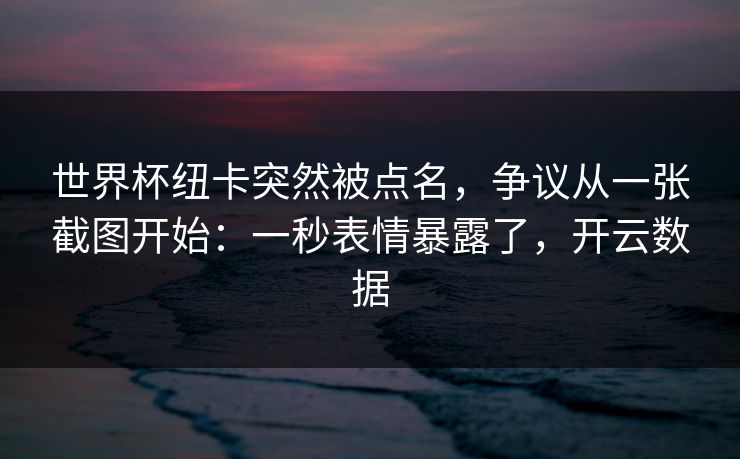 世界杯纽卡突然被点名，争议从一张截图开始：一秒表情暴露了，开云数据